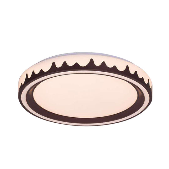 Modern LED Flush Mount Light with White/Gold/Coffee Circle Design for Living Room
