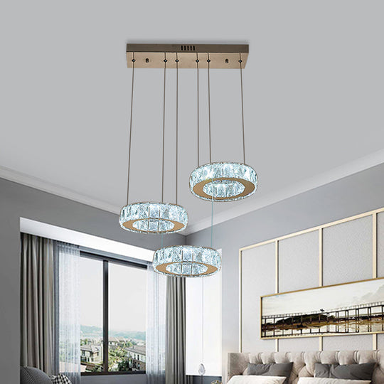 Lampe suspendue moderne en cristal avec anneau en bronze et ampoules LED - Lampe de plafond pour salle à manger