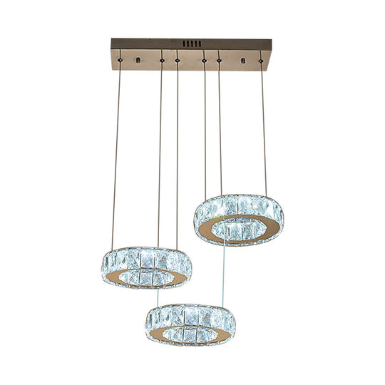 Lampe suspendue moderne en cristal avec anneau en bronze et ampoules LED - Lampe de plafond pour salle à manger