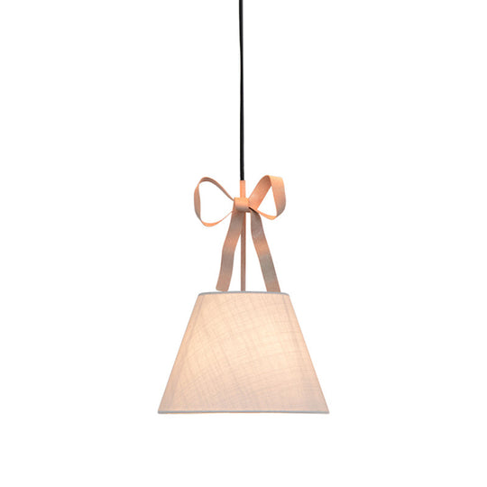 Modern Pink Pendant Light With Cone Fabric Shade - Bedroom Hanging Lamp Kit