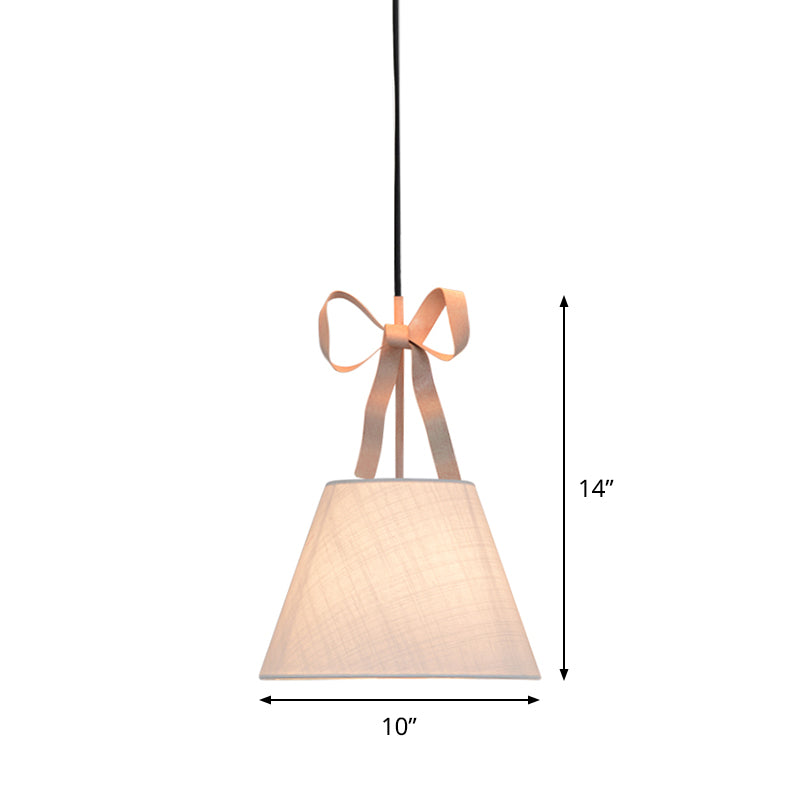 Modern Pink Pendant Light With Cone Fabric Shade - Bedroom Hanging Lamp Kit