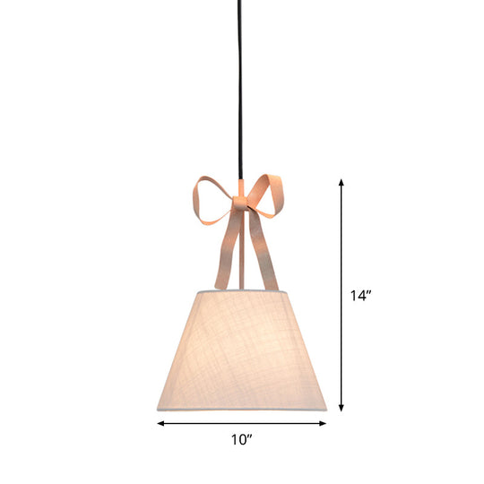 Modern Pink Pendant Light With Cone Fabric Shade - Bedroom Hanging Lamp Kit