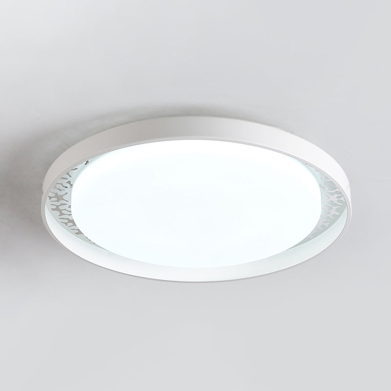 Minimalist Disc Ceiling Flush Led Lighting For Childrens Bedrooms - White/Green/Pink Colors
