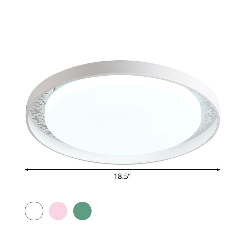 Plafonnier LED minimaliste à disque pour chambre d'enfant - Couleurs blanc/vert/rose