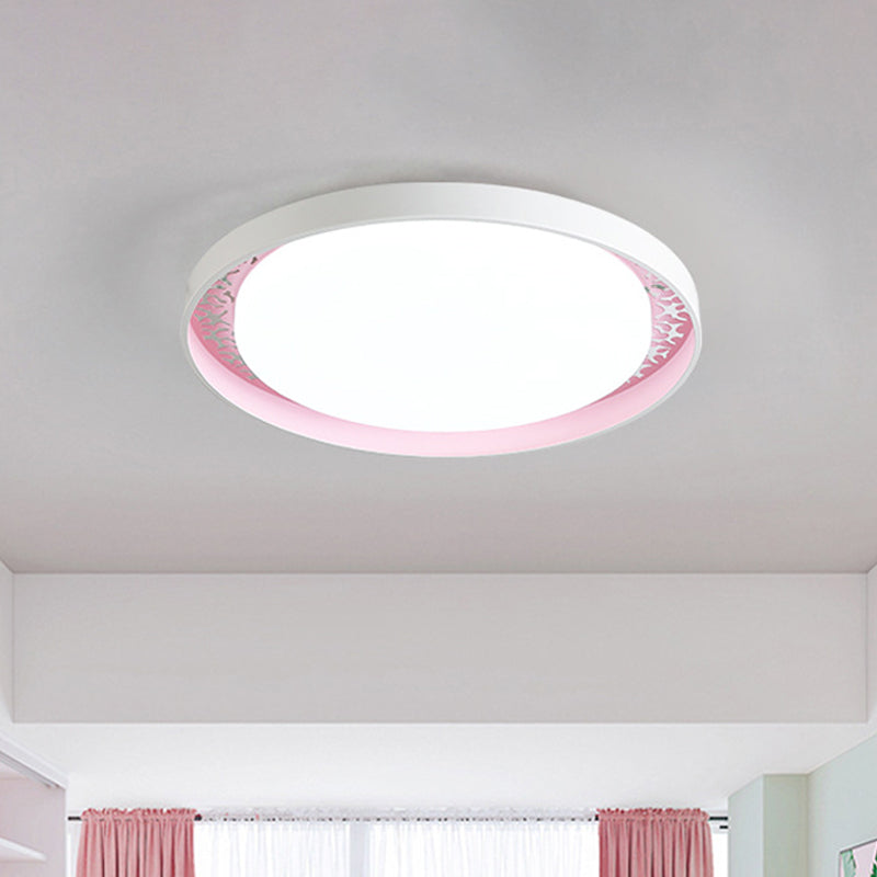 Plafonnier LED minimaliste à disque pour chambre d'enfant - Couleurs blanc/vert/rose