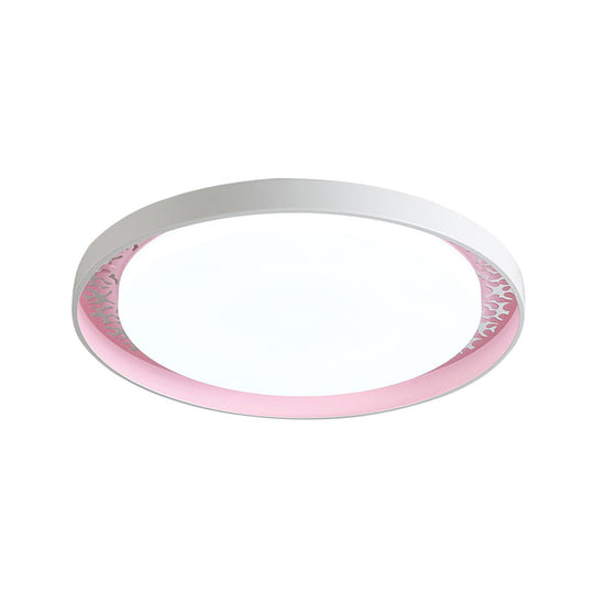Plafonnier LED minimaliste à disque pour chambre d'enfant - Couleurs blanc/vert/rose