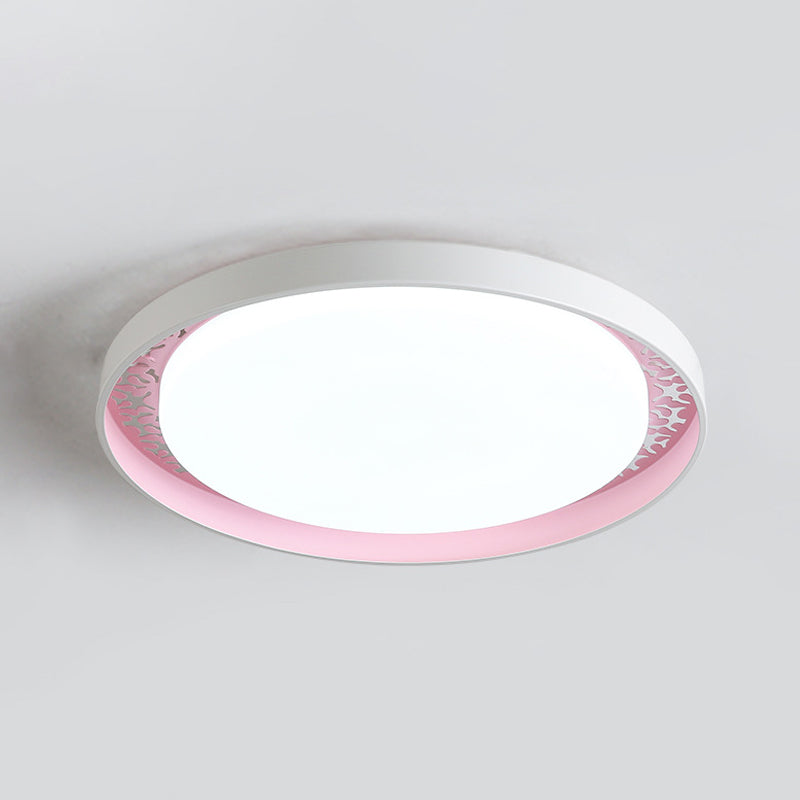Plafonnier LED minimaliste à disque pour chambre d'enfant - Couleurs blanc/vert/rose