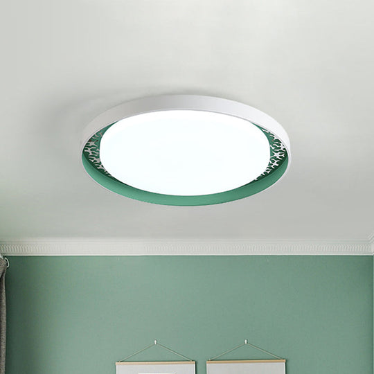 Plafonnier LED minimaliste à disque pour chambre d'enfant - Couleurs blanc/vert/rose