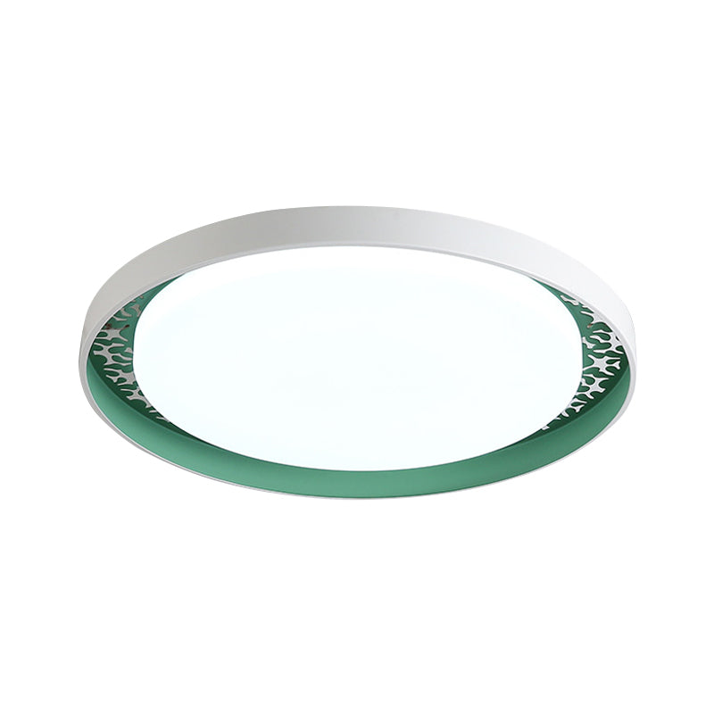 Plafonnier LED minimaliste à disque pour chambre d'enfant - Couleurs blanc/vert/rose