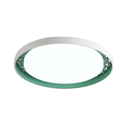 Plafonnier LED minimaliste à disque pour chambre d'enfant - Couleurs blanc/vert/rose