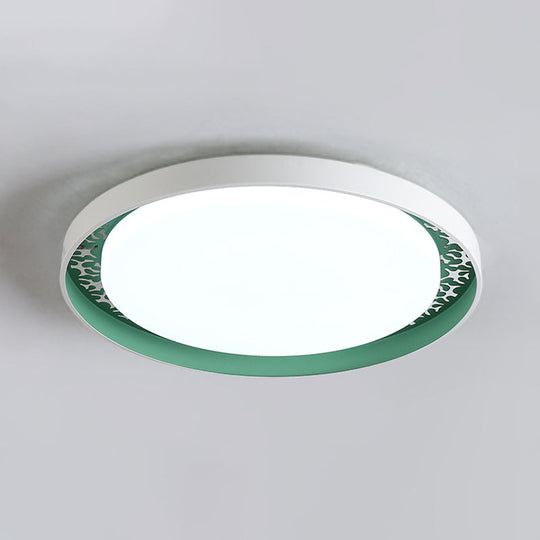 Plafonnier LED minimaliste à disque pour chambre d'enfant - Couleurs blanc/vert/rose