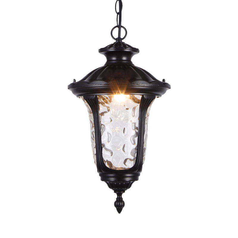 Clear Glass Patio Pendant Light With Farmhouse Style - Black/Bronze Finish