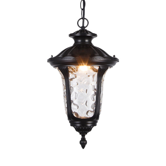 Clear Glass Patio Pendant Light With Farmhouse Style - Black/Bronze Finish