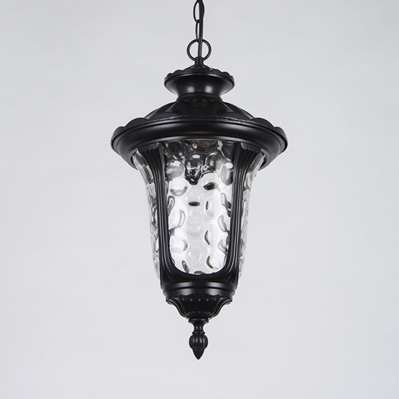 Clear Glass Patio Pendant Light With Farmhouse Style - Black/Bronze Finish