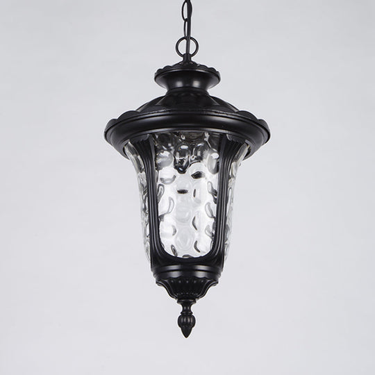 Clear Glass Patio Pendant Light With Farmhouse Style - Black/Bronze Finish