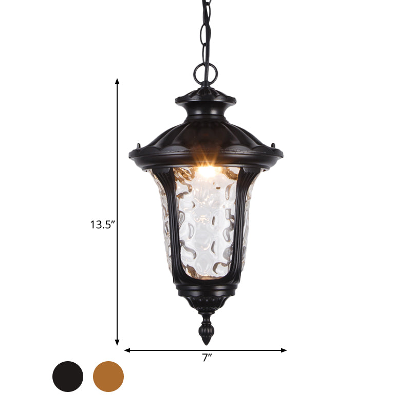 Clear Glass Patio Pendant Light With Farmhouse Style - Black/Bronze Finish