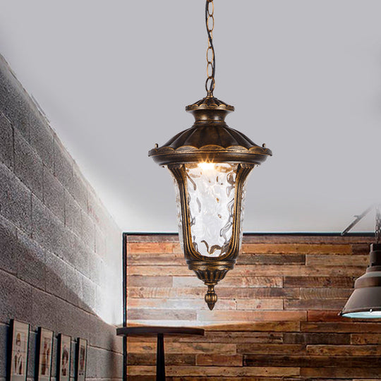 Clear Glass Patio Pendant Light With Farmhouse Style - Black/Bronze Finish