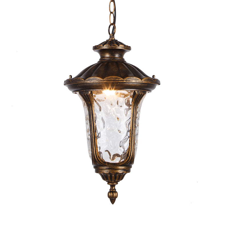 Clear Glass Patio Pendant Light With Farmhouse Style - Black/Bronze Finish