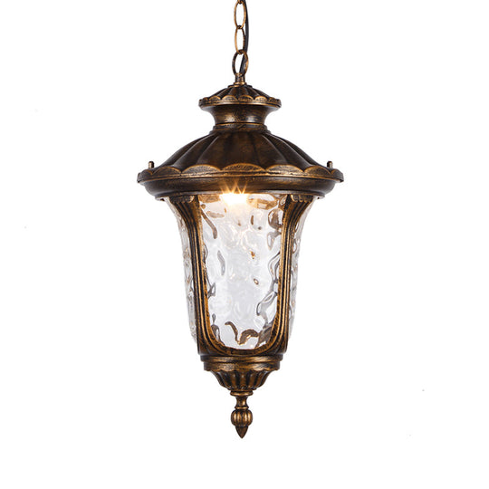 Clear Glass Patio Pendant Light With Farmhouse Style - Black/Bronze Finish
