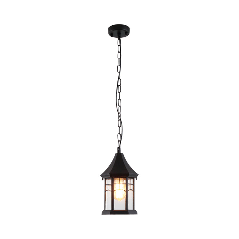 Farmhouse Clear Bubble Glass Pendant Light - Pavilion 1-Light Suspended Lamp In Black