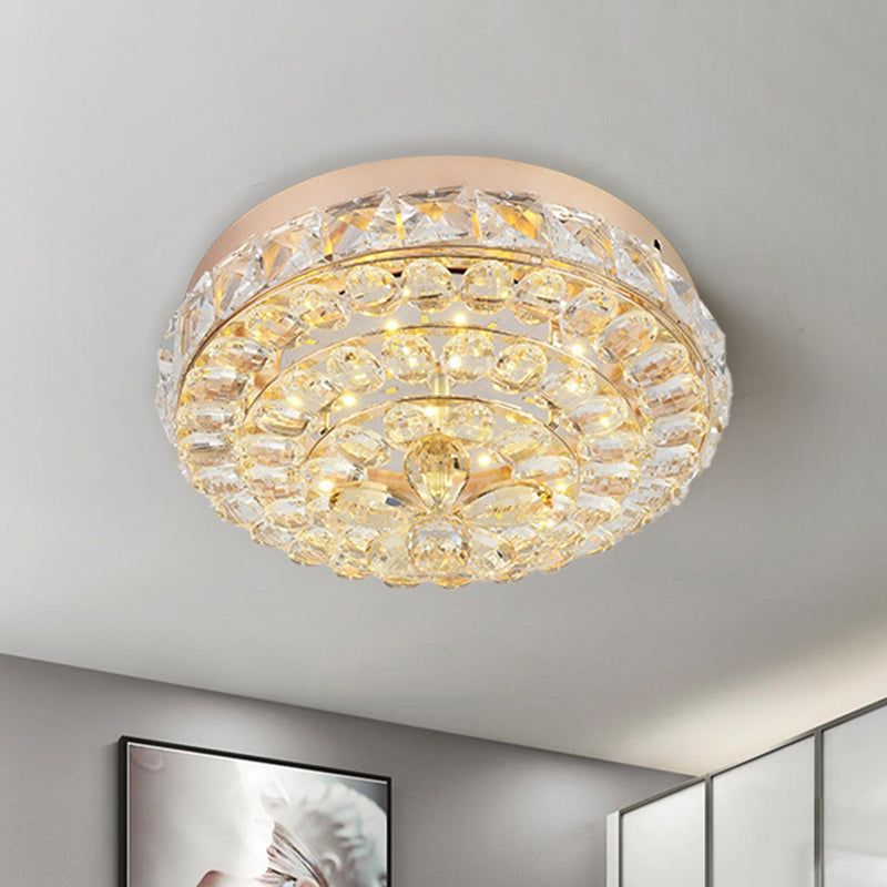 Stunning Gold Flush Mount Crystal LED Ceiling Light with Blossom Design in Warm/White