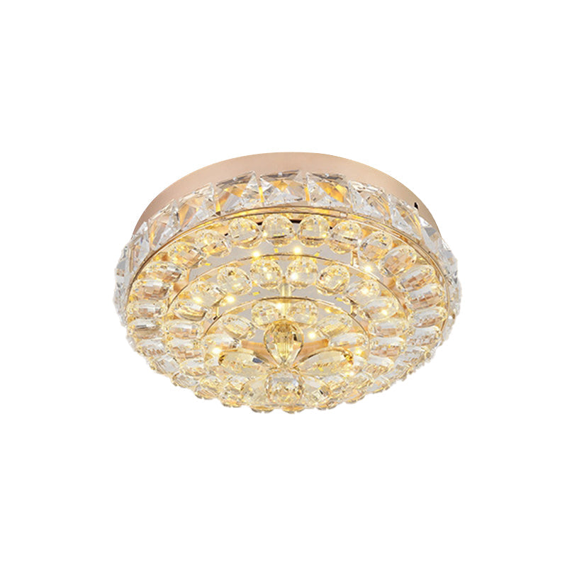 Stunning Gold Flush Mount Crystal LED Ceiling Light with Blossom Design in Warm/White