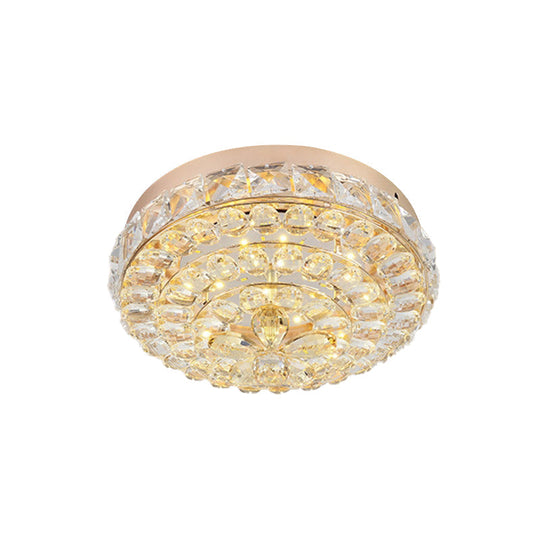 Stunning Gold Flush Mount Crystal Led Ceiling Light With Blossom Design In Warm/White