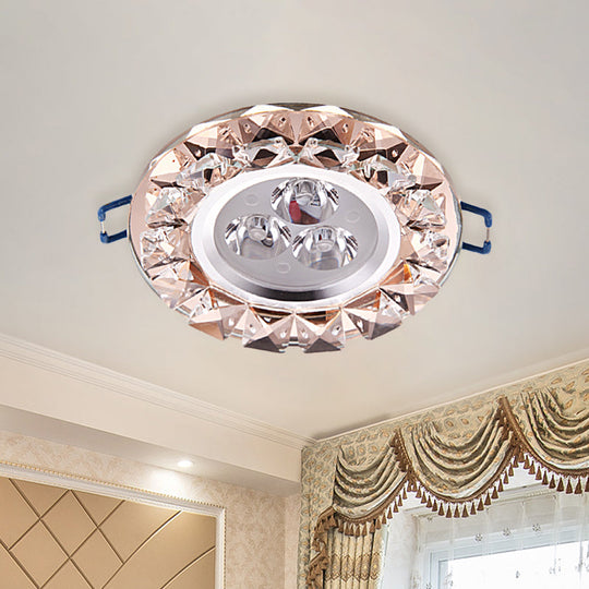 Plafonnier LED encastré en cristal or rose - Moderne, fin et biseauté