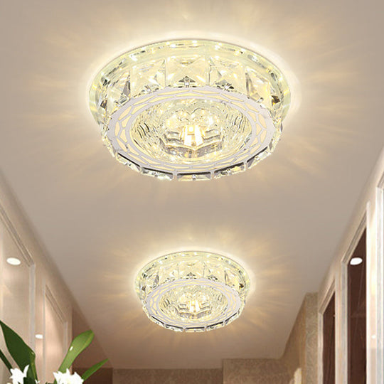 Modern Mini LED Ceiling Flush Mount Light with Clear Crystal for Hallway