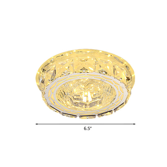 Modern Mini LED Ceiling Flush Mount Light with Clear Crystal for Hallway