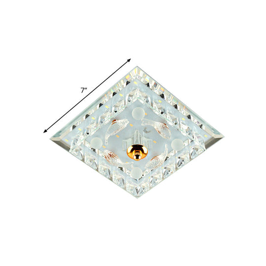 Clear Crystal Square LED Flush Mount Ceiling Light - Simple & Elegant 7"/9.5" Wide Flush Fixture