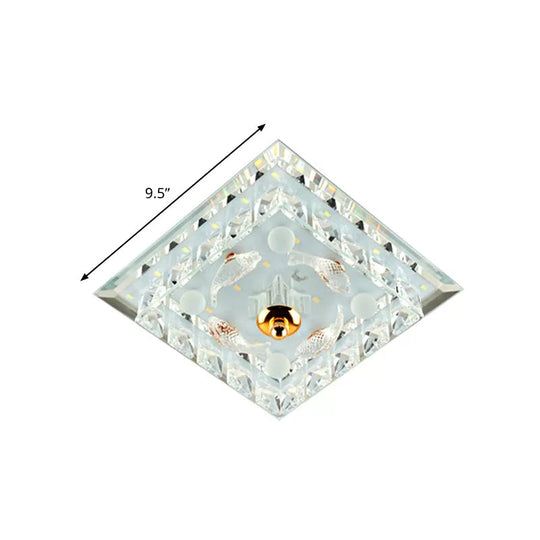 Clear Crystal Square LED Flush Mount Ceiling Light - Simple & Elegant 7"/9.5" Wide Flush Fixture