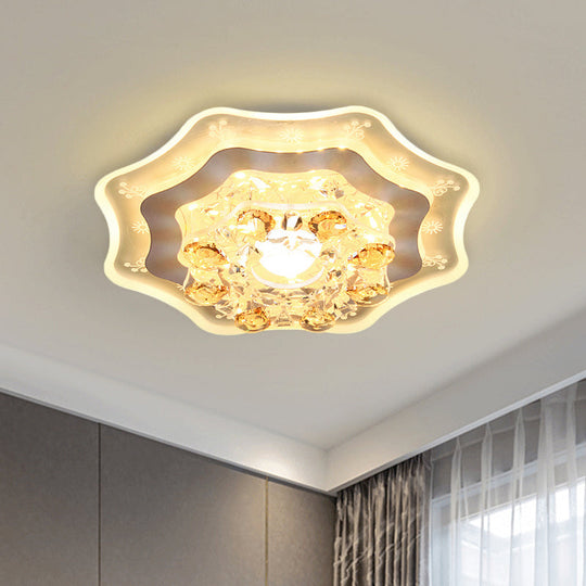 Modern LED Flushmount Recessed Lighting: Geometric & Round Crystal Ceiling Light for Foyer