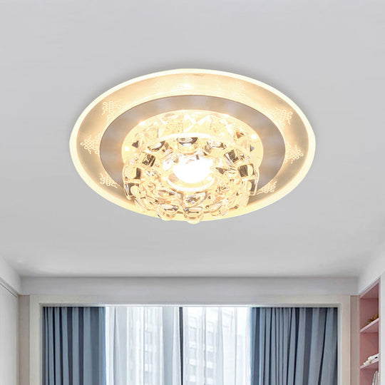 Modern LED Flushmount Recessed Lighting: Geometric & Round Crystal Ceiling Light for Foyer