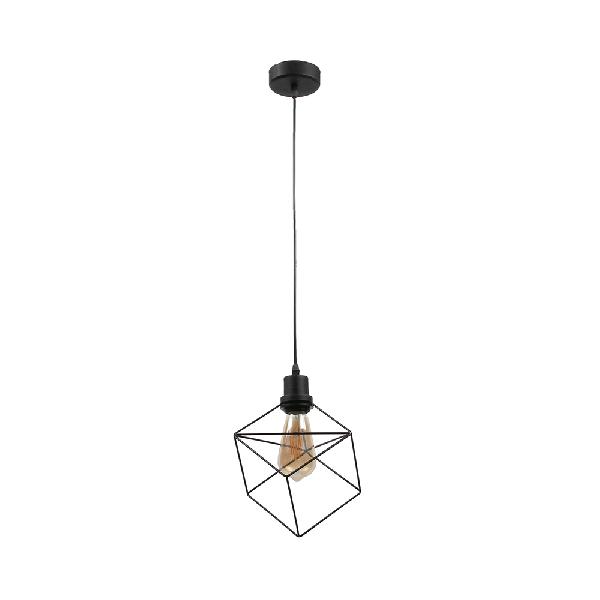 Metal Caged Pendant Lighting - Farmhouse Style - 1 Light - Black