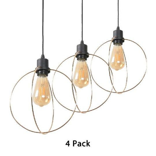 Metal Caged Pendant Lighting - Farmhouse Style - 1 Light - Black