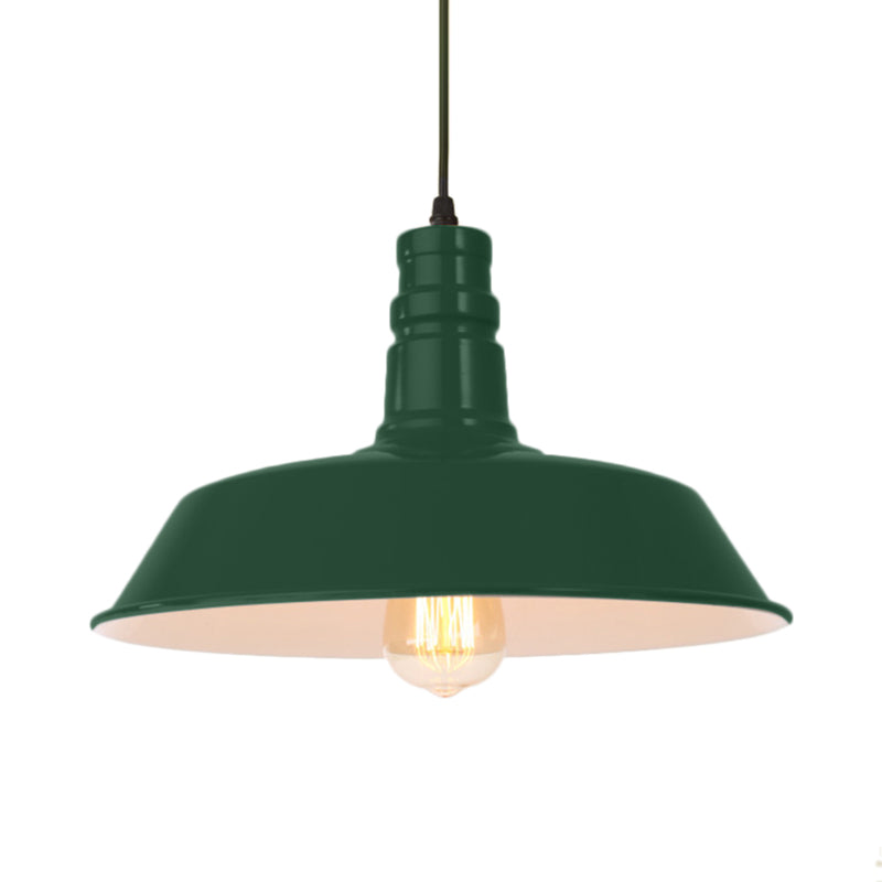 Retro Style Metal Barn Shade Hanging Lamp - 1 Bulb Ceiling Pendant in Pink/Yellow - Multiple Diameter Options