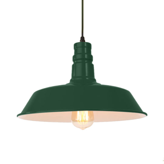 Retro Style Metal Barn Shade Hanging Lamp - 1 Bulb Ceiling Pendant in Pink/Yellow - Multiple Diameter Options