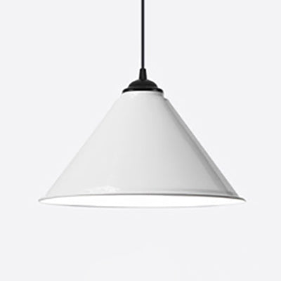 Lampe à suspension en métal conique contemporaine : largeur de 12/16 pouces, 1 ampoule, lampe suspendue pour salle à manger en noir/blanc