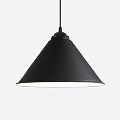 Lampe à suspension en métal conique contemporaine : largeur de 12/16 pouces, 1 ampoule, lampe suspendue pour salle à manger en noir/blanc