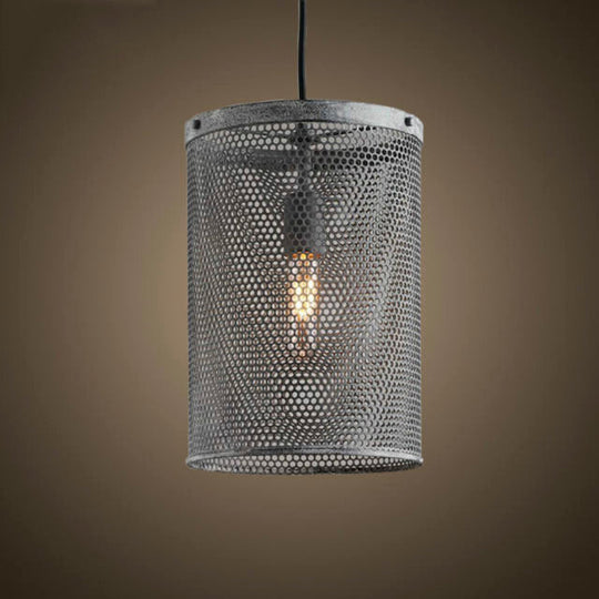Industrial Metal Pendant Light - Sliver Cylinder Design for Dining Room Hanging Lamp