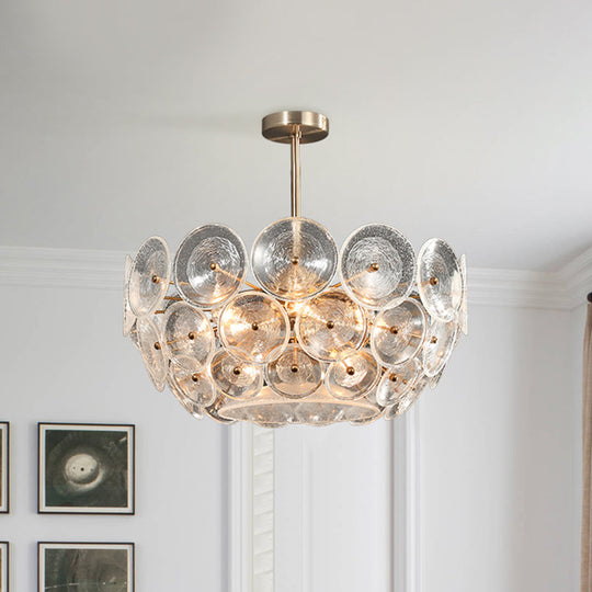 Lustre moderne en verre doré - Suspension de plafond à 4 lumières pour salle à manger