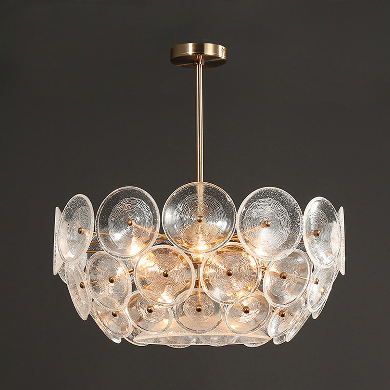 Lustre moderne en verre doré - Suspension de plafond à 4 lumières pour salle à manger