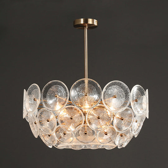 Lustre moderne en verre doré - Suspension de plafond à 4 lumières pour salle à manger