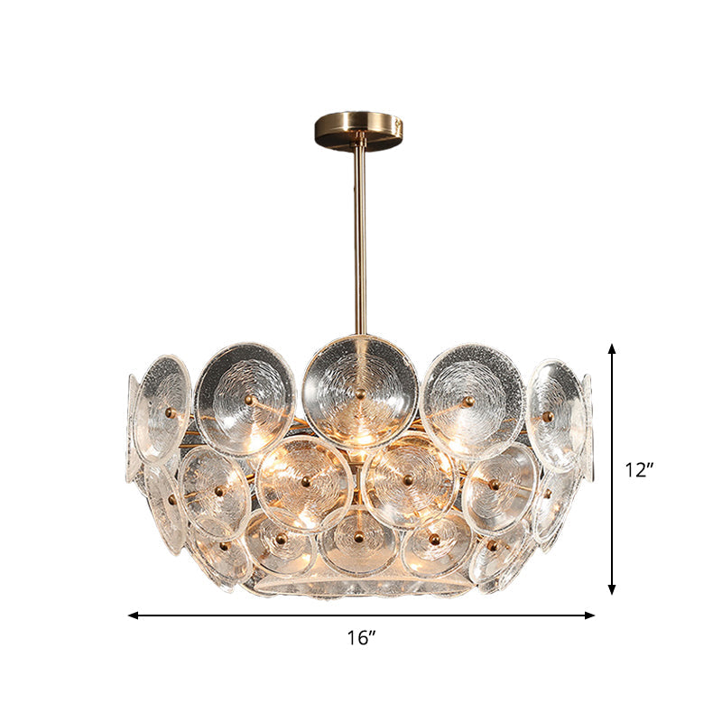 Lustre moderne en verre doré - Suspension de plafond à 4 lumières pour salle à manger