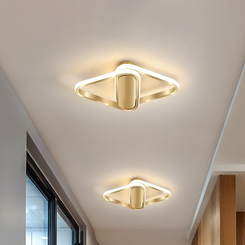 Gold Finish Double Triangle LED Flush Mount - Sleek Acrylic Lighting