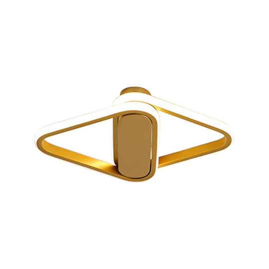 Gold Finish Double Triangle LED Flush Mount - Sleek Acrylic Lighting