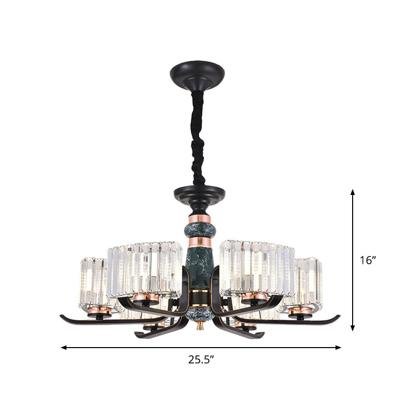 Lampe suspendue en cristal noir Starburst : élégant lustre de salon à 6/8 ampoules