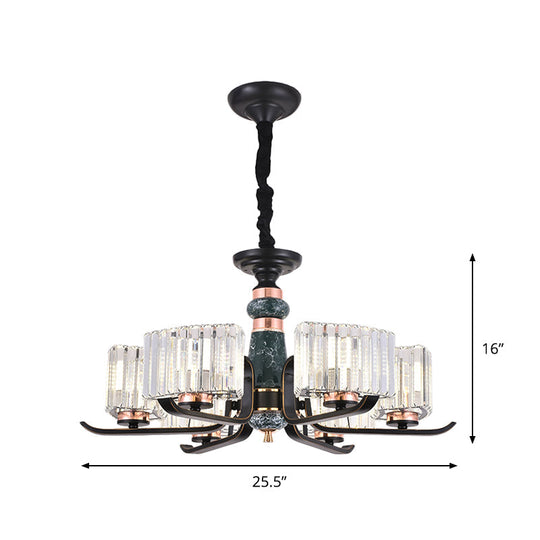 Lampe suspendue en cristal noir Starburst : élégant lustre de salon à 6/8 ampoules