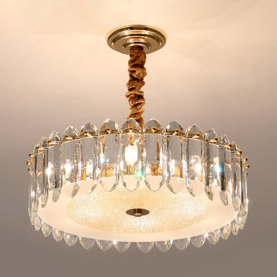 Clear Crystal Chandelier: Modern 6-Light Hanging Lamp for Bedroom